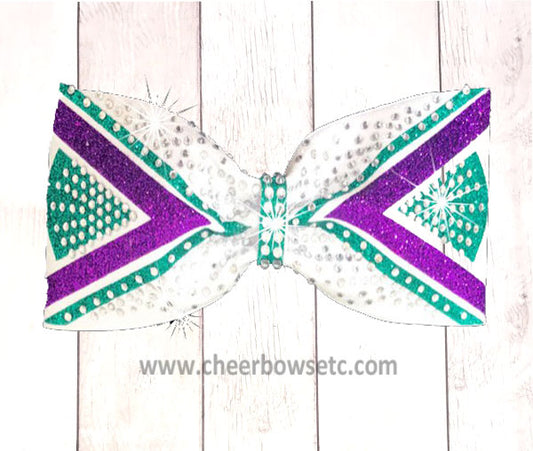 Purple & Teal Tailless cheer bow