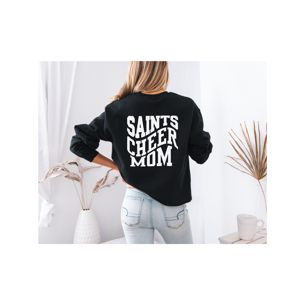 Cheer Mom Wavy Font Crewneck Back design