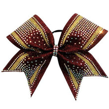 Maroon Gold Ab stones cheer bow