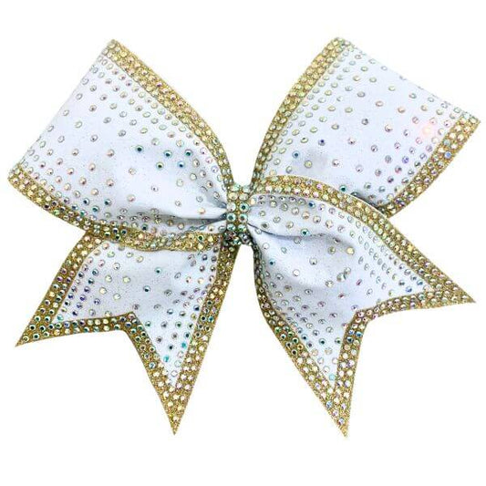 cheer bow confetti gold and white