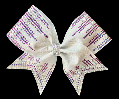 White Majesty Bow white glitter purple stones 
