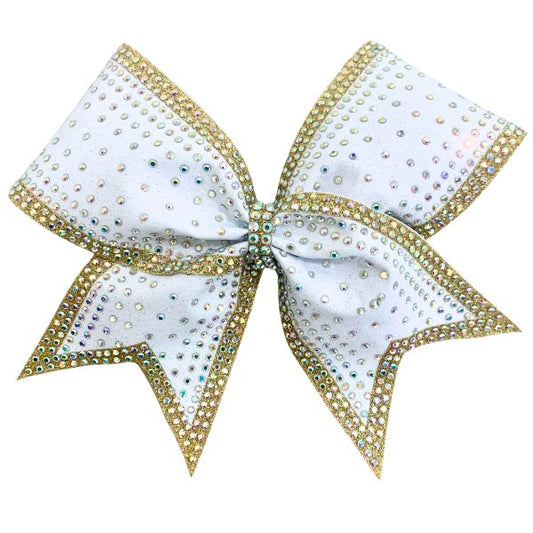 cheer bow confetti gold and white