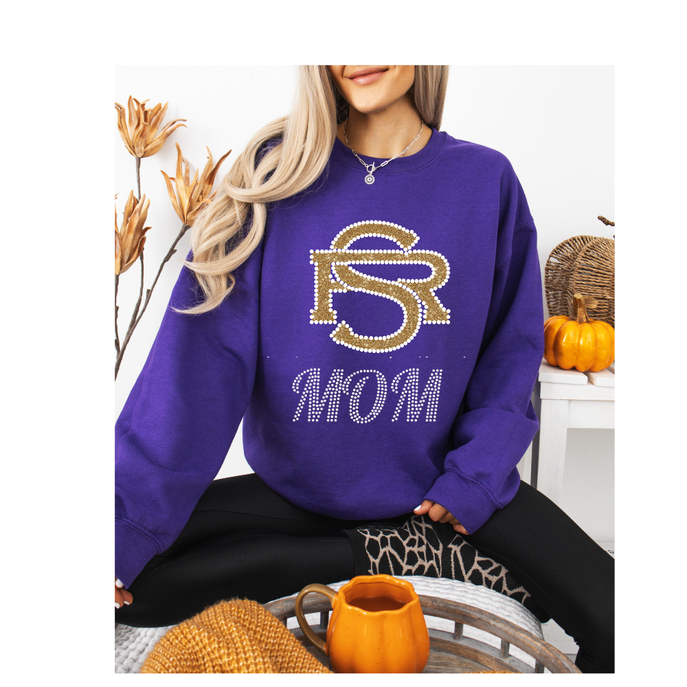 Saints Cheer Rhinestone & Glitter Cheer Mom Crew or Hoodie