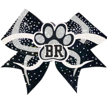 Black, Silver & White Infinity Design Rhinestone Cheer Bow 