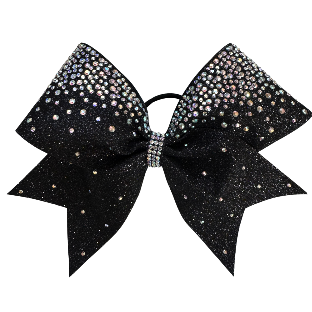 Frosted Loops Glitter Rhinestone Cheerleading Hair Bow