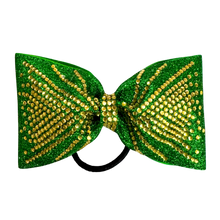 emerald green and topaz rhinestones cheer bow
