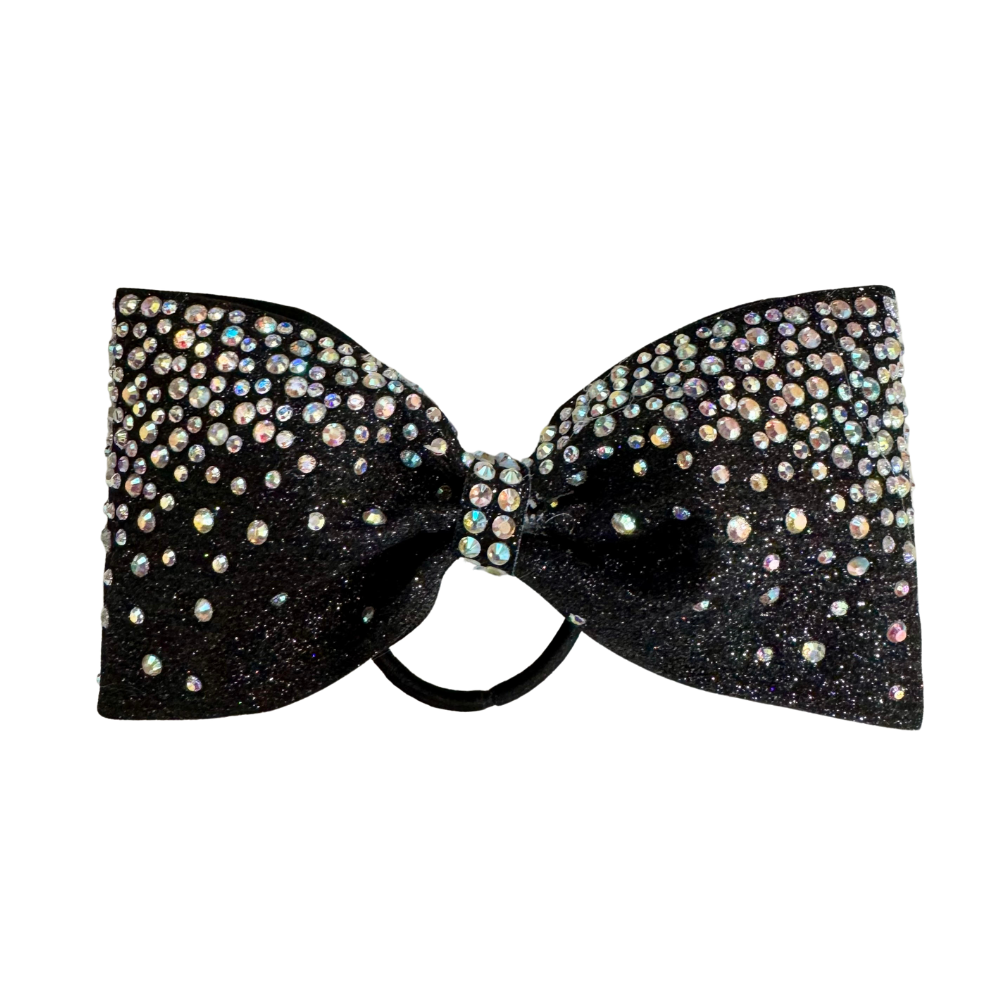 The addison rhinestone competition cheer bow black and crystal ab 