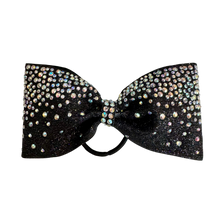 The addison rhinestone competition cheer bow black and crystal ab 