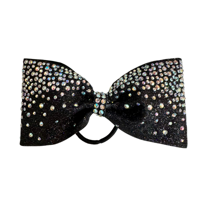 The addison rhinestone competition cheer bow black and crystal ab 