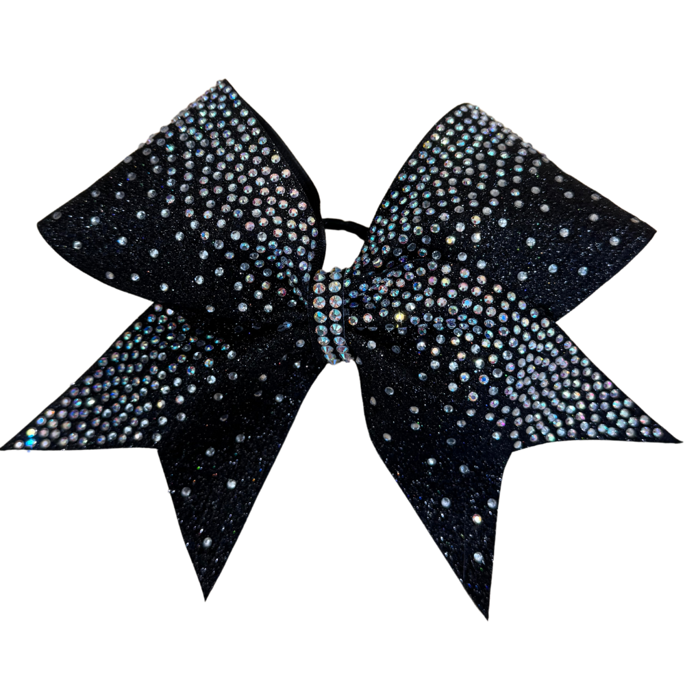 Black glitter Ombre bow with crystal ab stone design