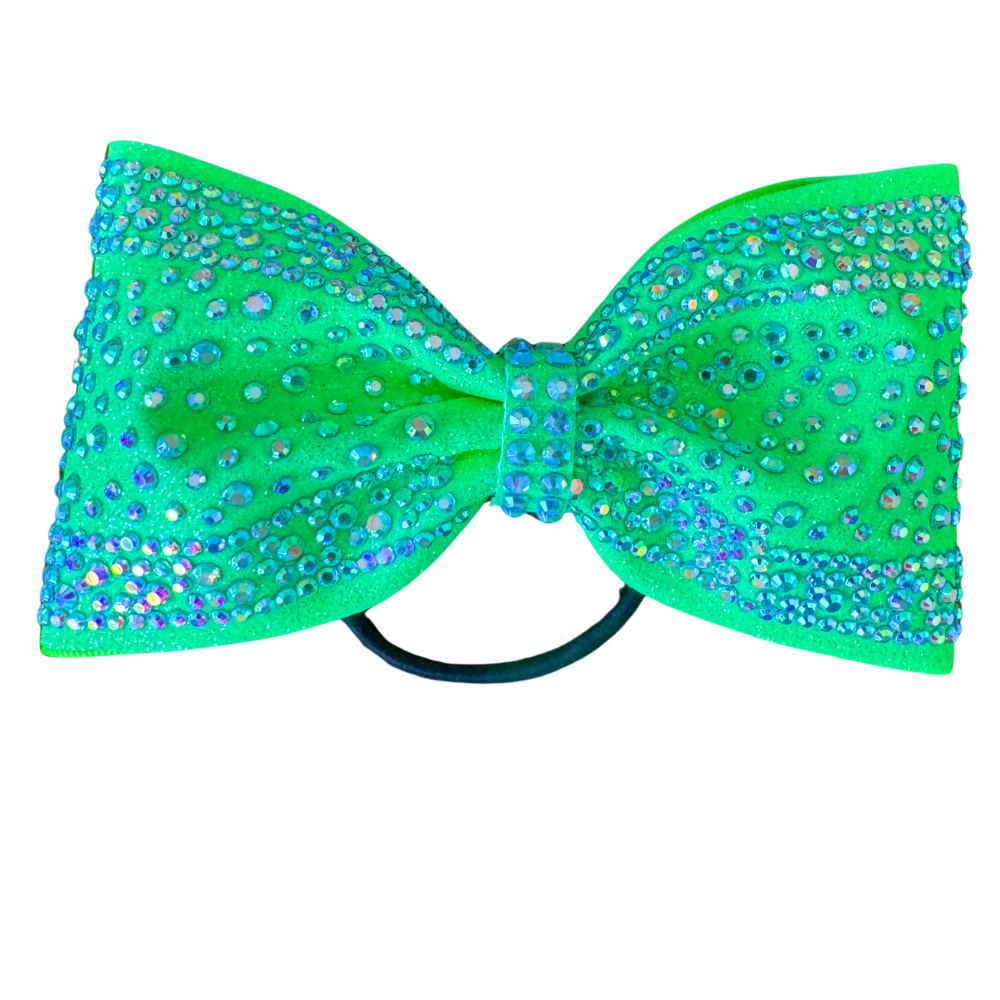 Lime green Rhinestone Cheer BOw
