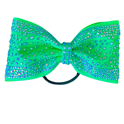 Lime green Rhinestone Cheer BOw
