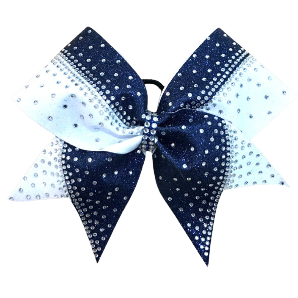 navy and white crystal stones prisine bows