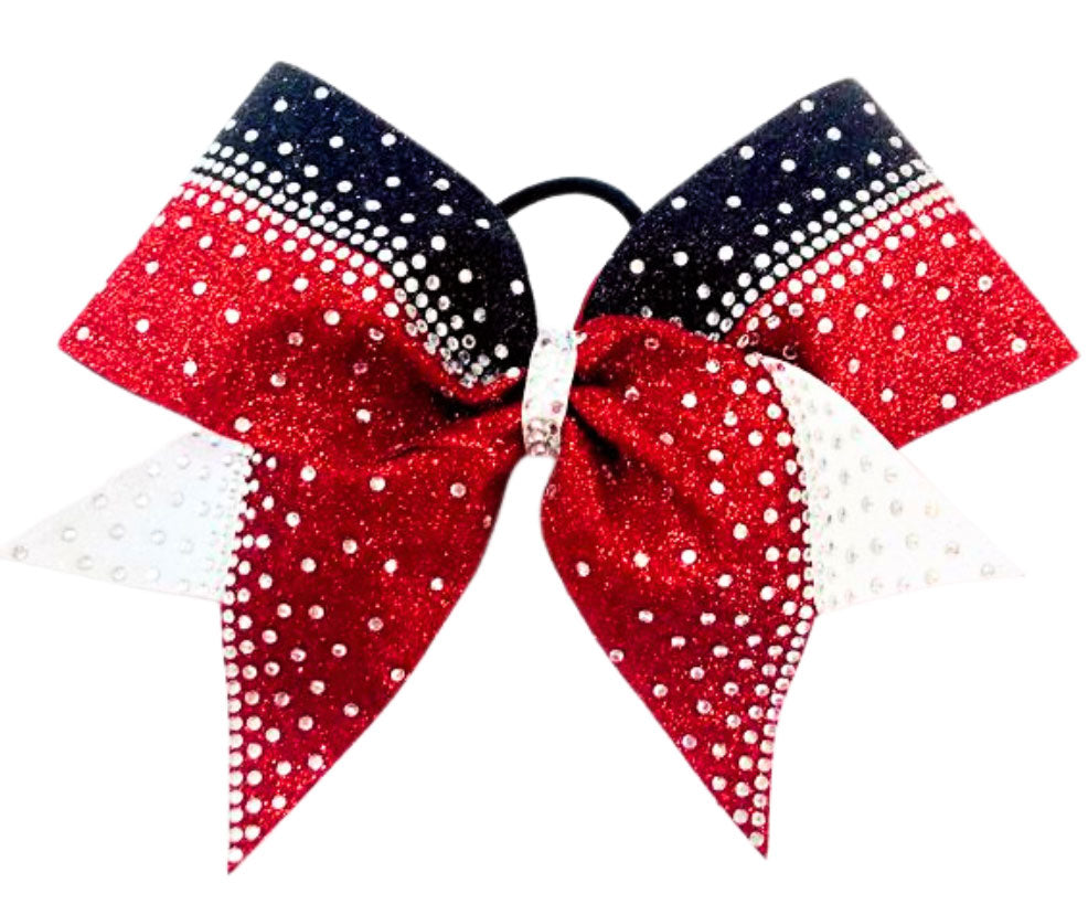 red black and white rhinestone cheer bow