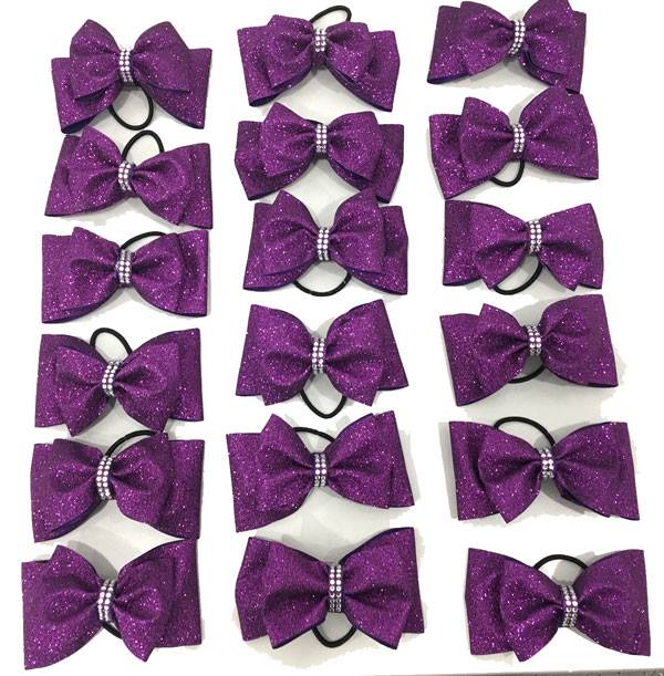 purple tailless bow with rhinestones 