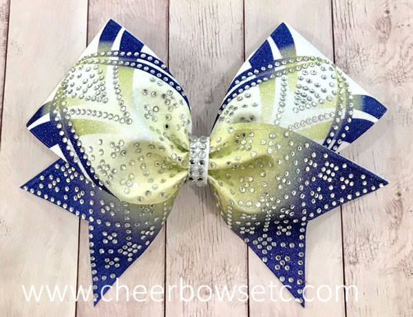 Gold and Royal Blue Dye Sublimation Girly Hair Bow
