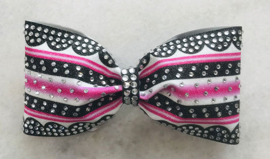 Pink Scallops Bow with rhinestones 