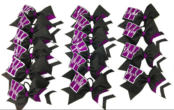 Purple & Black Chevron Collegiate Bow 