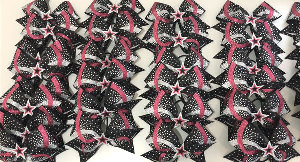 3D infinity star bows blush, silver and black. 