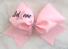 Believe Rhinestone awareness Bow