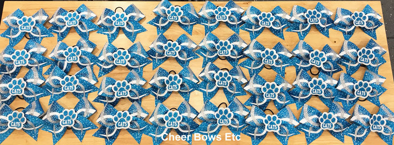 Team Cats Bows Blue white silver