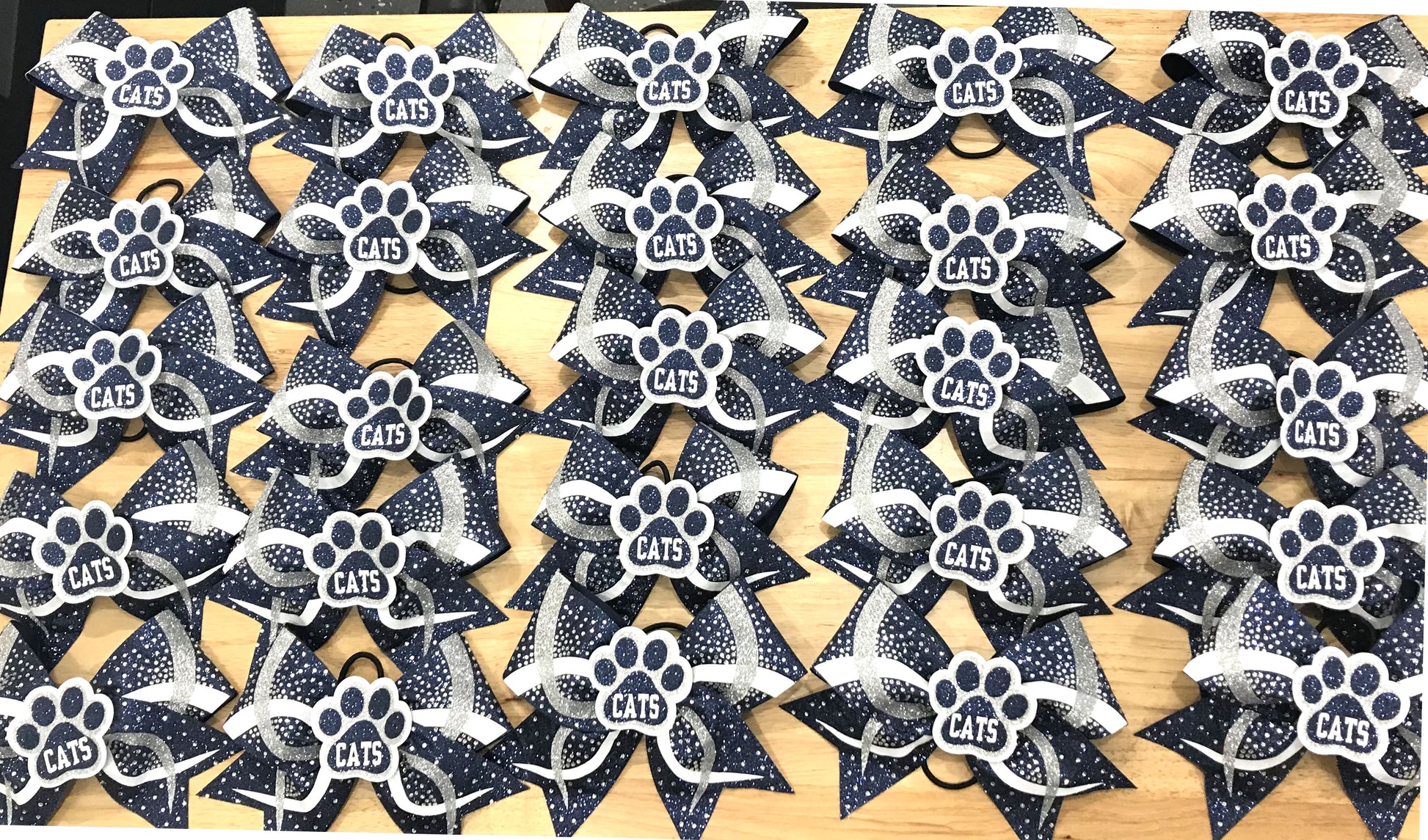 Navy Blue Cats 3D infinity bows