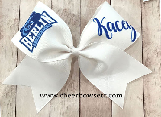 Sports Team Cheer Bow Pony Tail Ribbons, Navy and Orange Hair Bow, Bas –  Candicouturedesigns