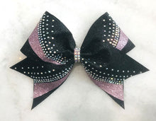 PInk glitter on black glitter rhinestone bow