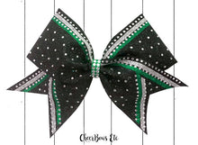 emerald green silver and black cheerleading hair bow