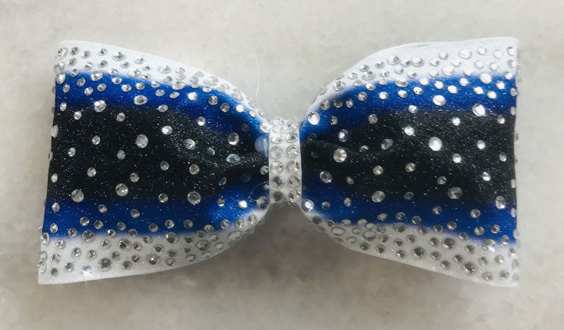 Royal Blue, black and white with rhinestones