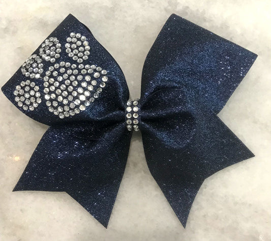 Crystal Rhinestone bow in navy glitter