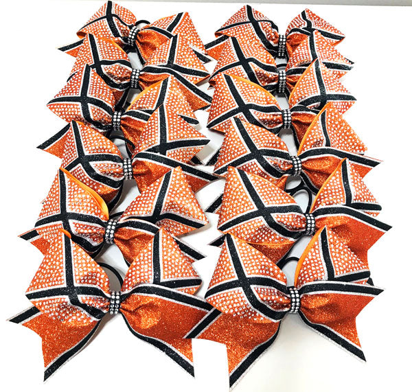 Orange Triple Glitter Cheerleading Bows for team