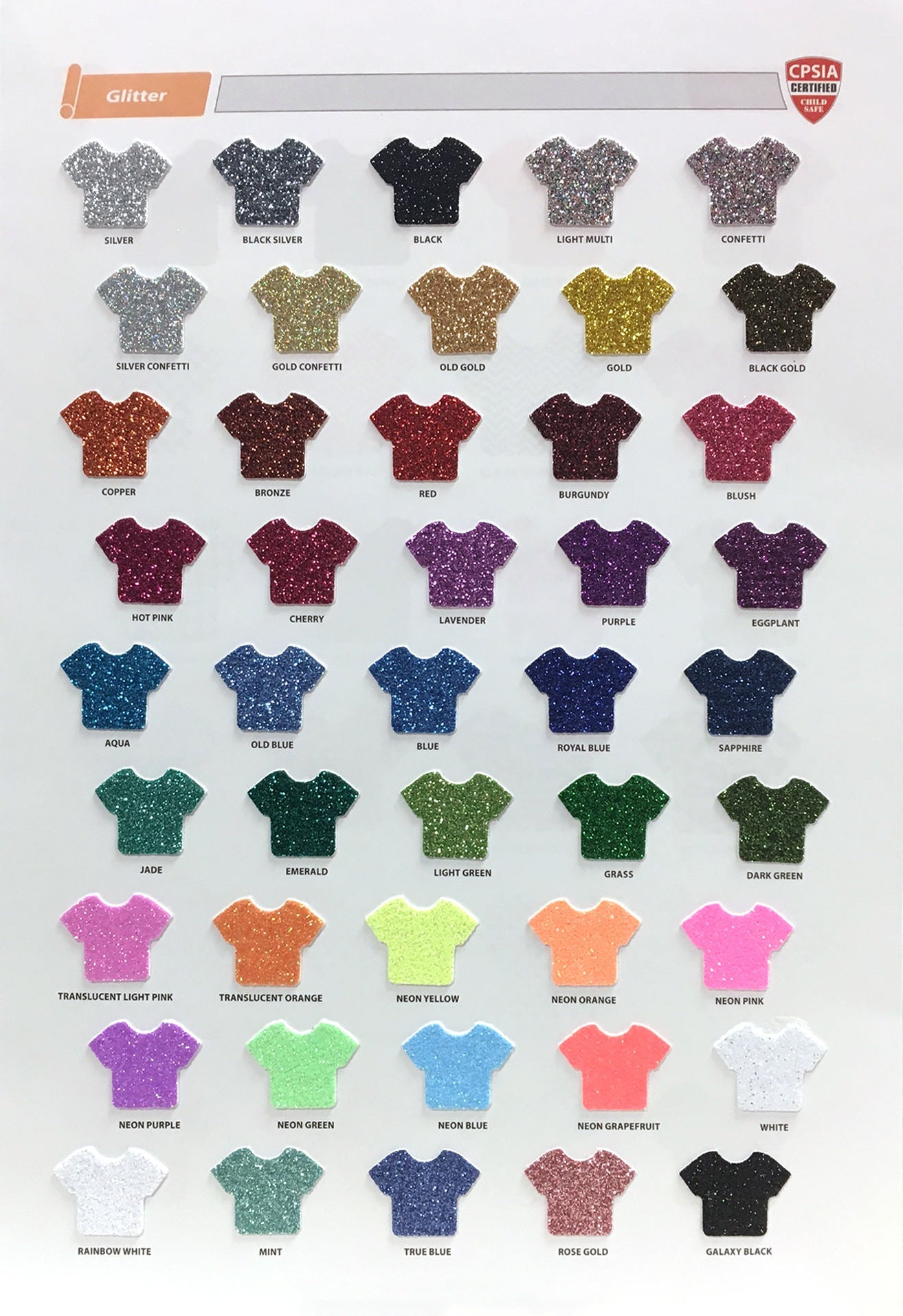 Glitter Color Chart for cheer bows