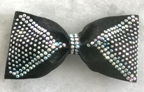 Black glitter tailless bow with rhinestones 