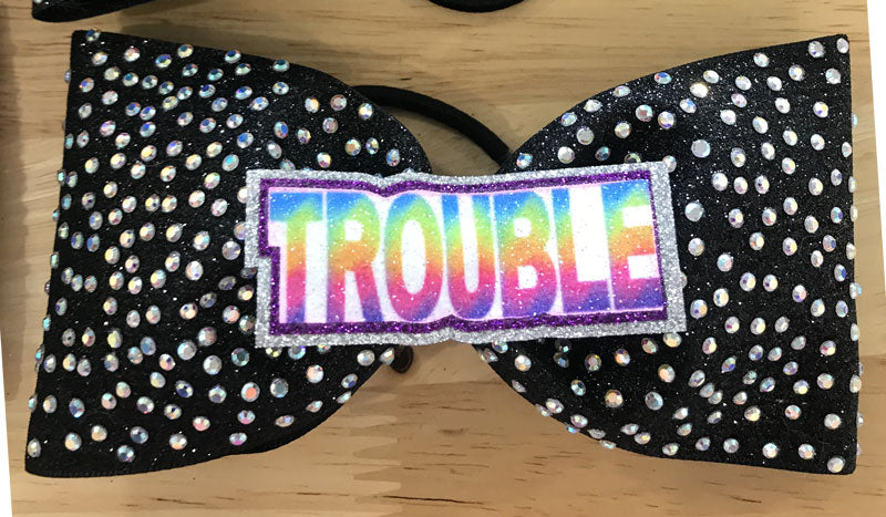 Cute Tailless Trouble themed bows wtih rhinestones