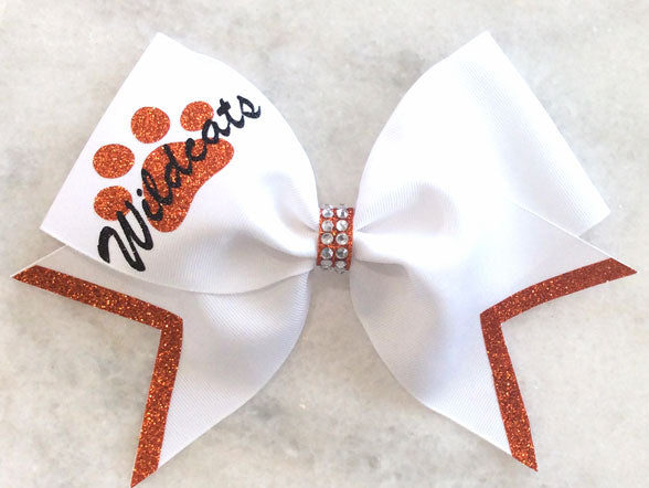 Glitter Paw Print and chevrons in orange and white 