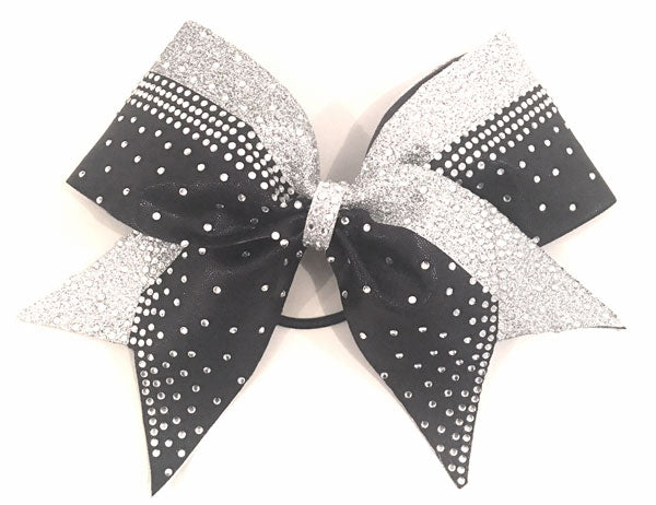 Black & Silver Glitter Cheerleading Bow