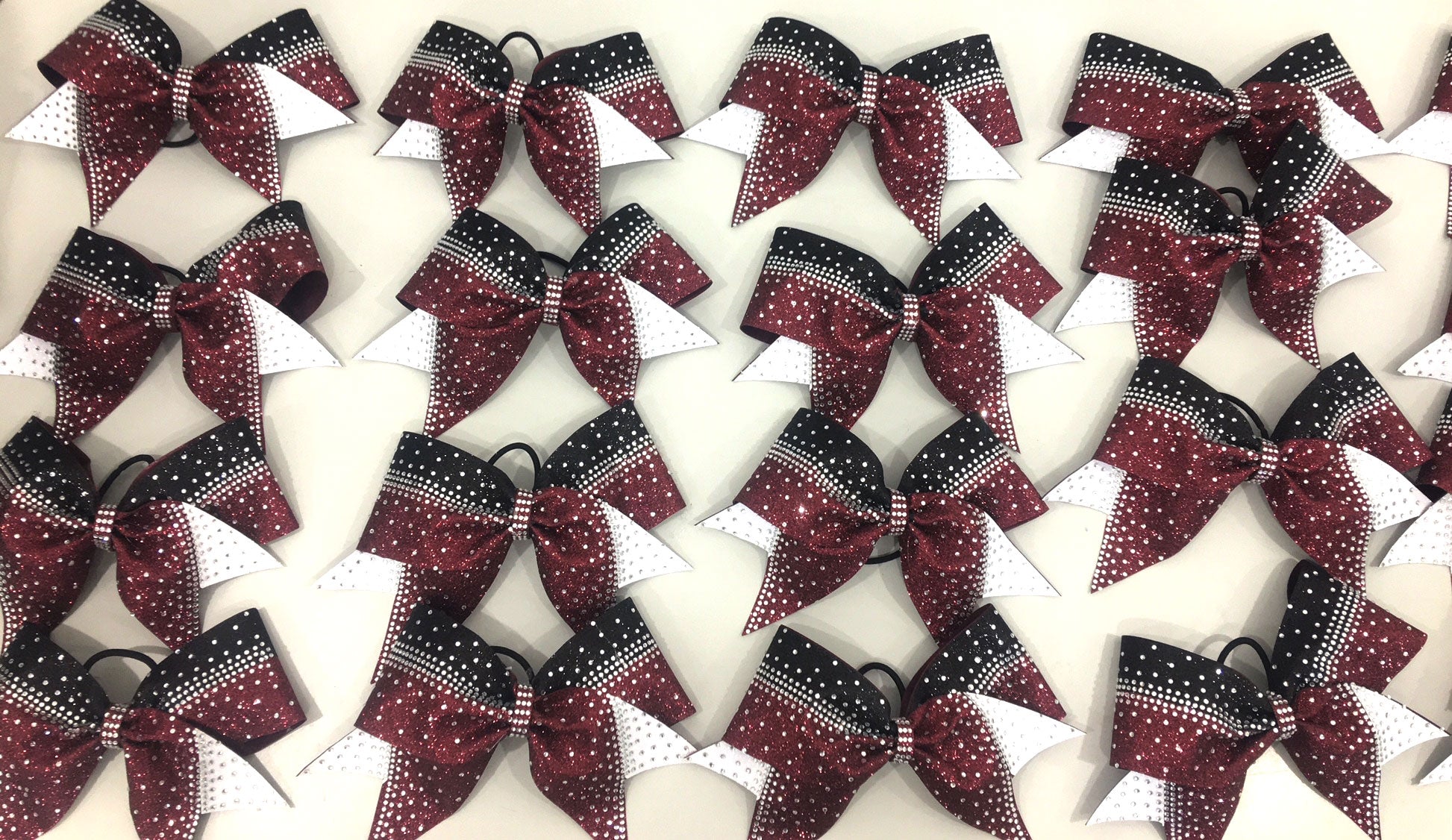 Burgundy Cheerleading Bow Glitter and Rhinestones