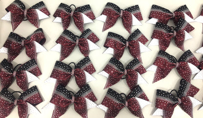 Burgundy Cheerleading Bow Glitter and Rhinestones