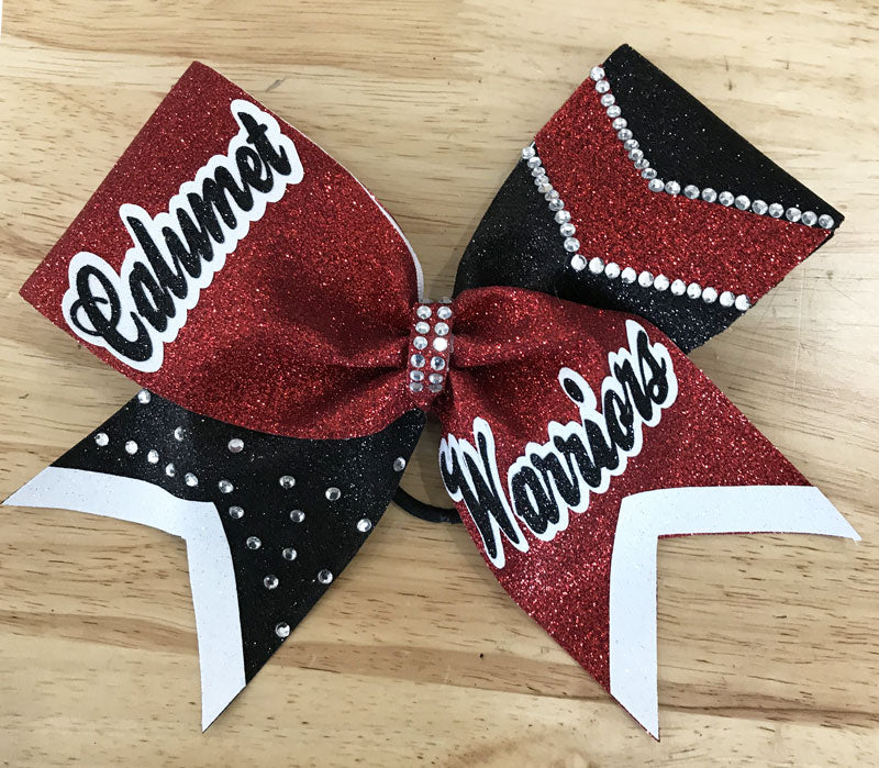 Red, Black White Team Chevron bow