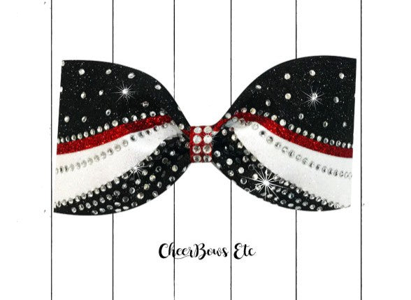 red black and white sparkle tailless cheer bow