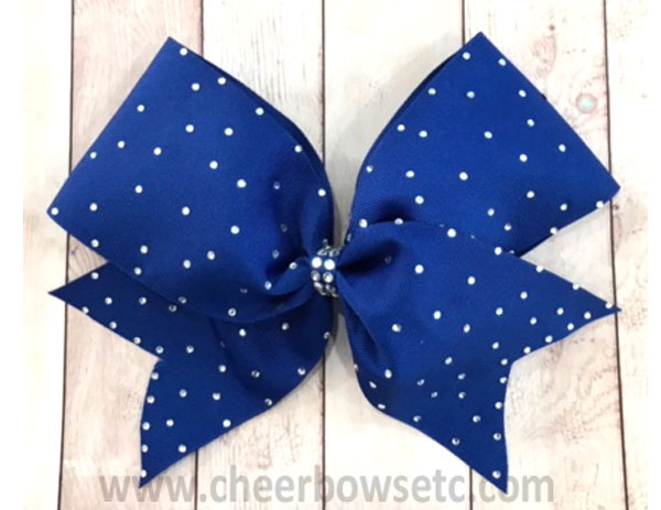 royal blue rhinestone school cheerleading hair bow