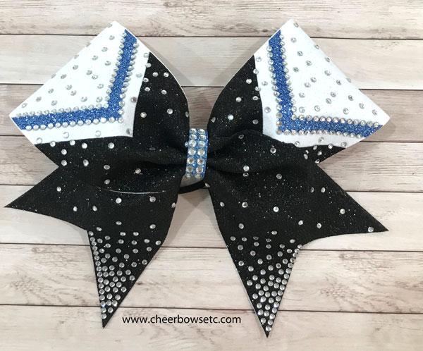 chevron columbia blue black and white cheer bow