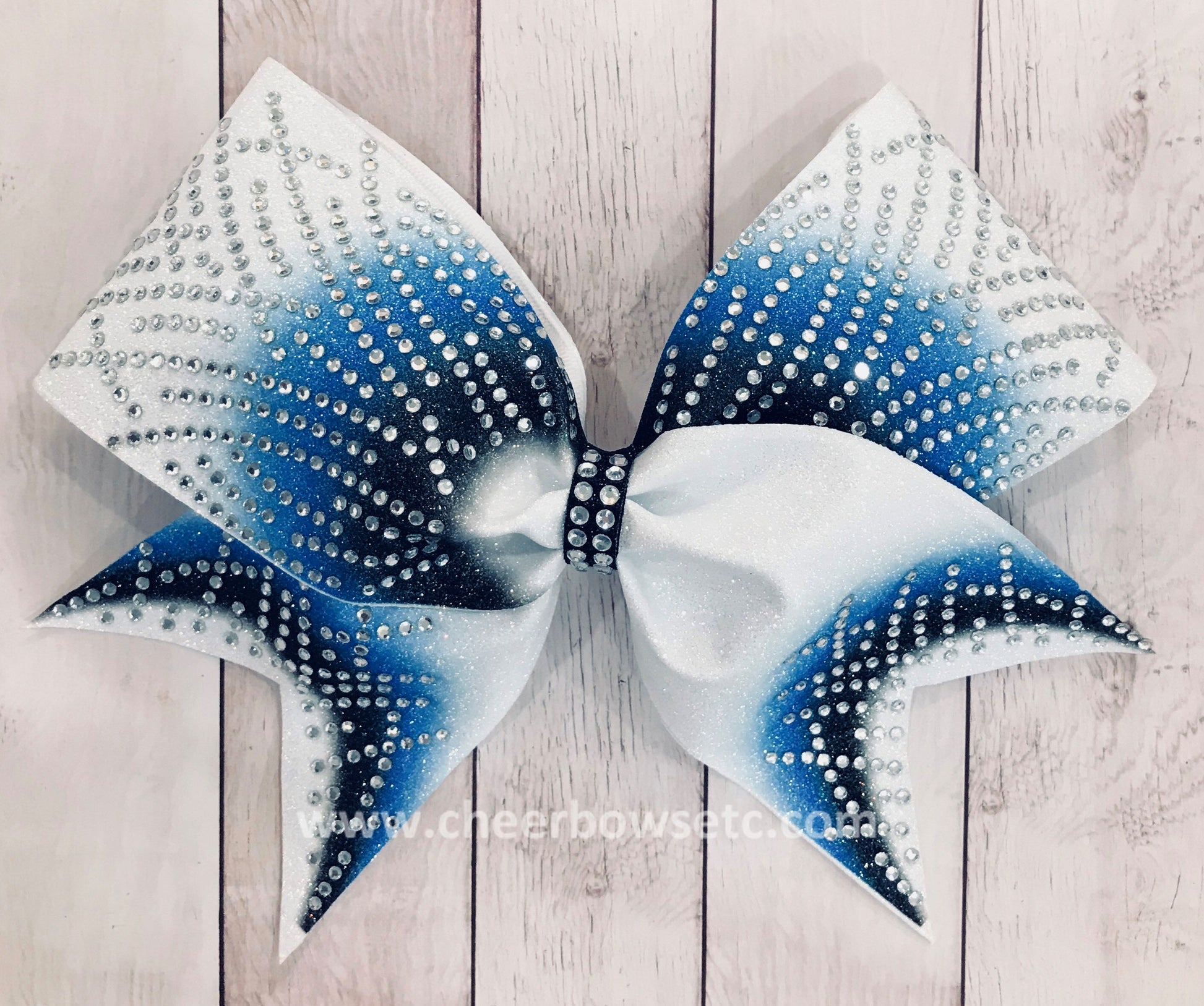 Royal Blue and Columbia blue bow for cheerleading