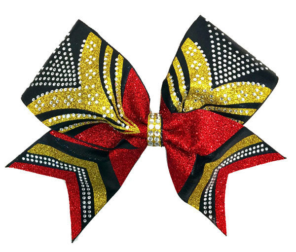 black gold red glitter rhinestone cheer bow