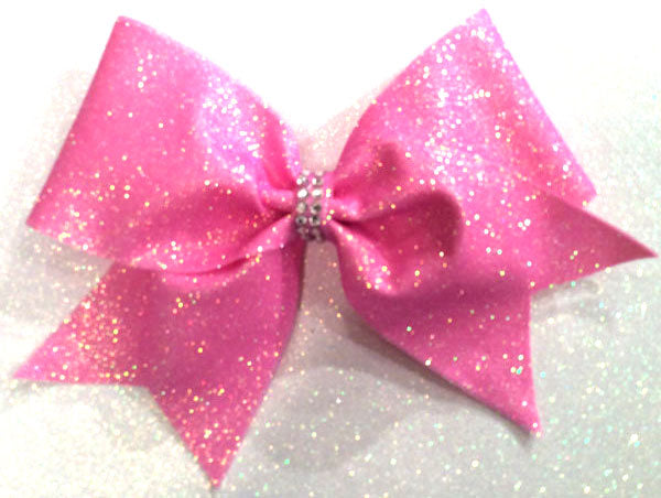 holo pink glitter cheerleading hair bow