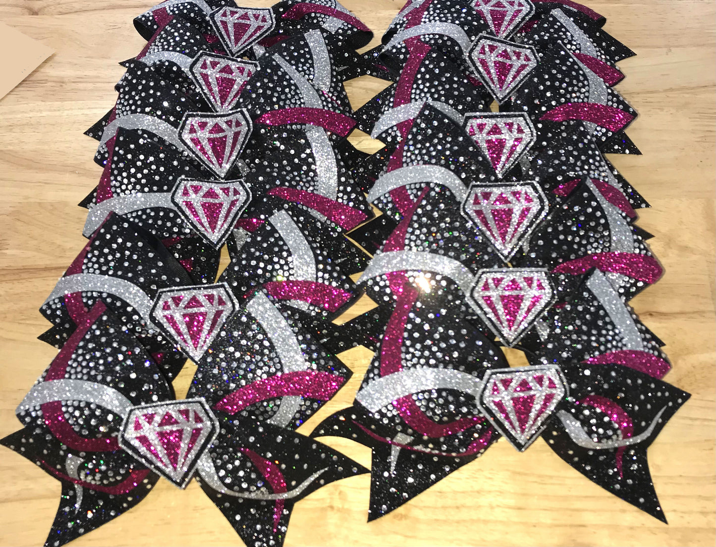 Team cheer bow diamond infinity in hot pink 
