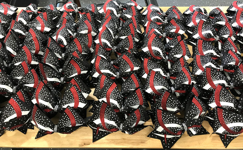 cheer bows infinity red, black white