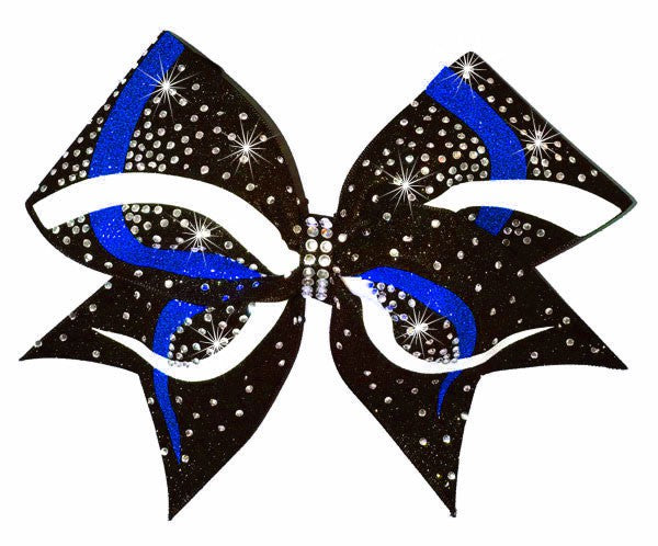 Royal and white competition cheerleading hair bows