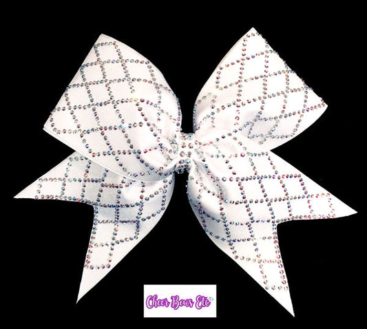 White Diamond Material Girl Bow in White with crystal AB stones
